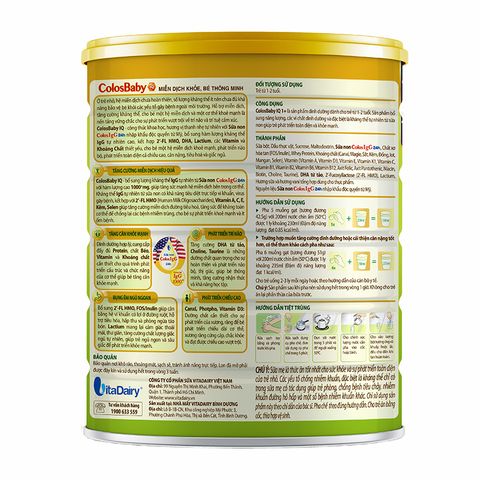 Sữa bột ColosBaby IQ Gold 1+ (sữa non) hương vani 800g (1 - 2 tuổi)