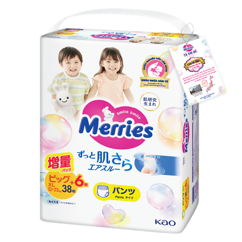 Tã quần Merries size XL38+6 miếng (cho bé 12-22kg)