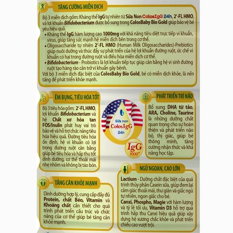 Sữa bột ColosBaby Bio Gold 1+ (sữa non) hương vani 800g (1-2 tuổi)