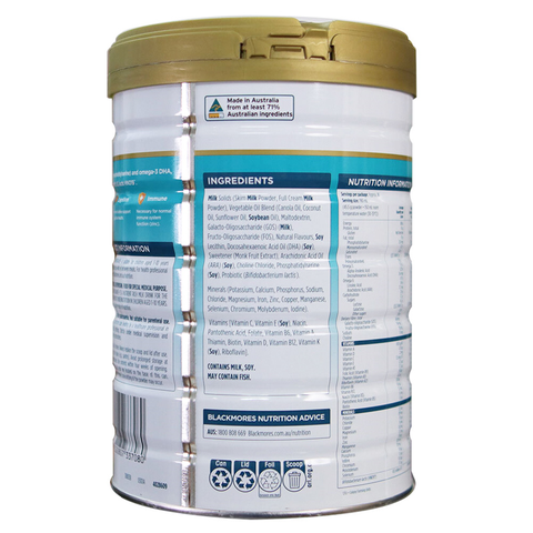 Sữa bột Blackmores JNR Balance+ hương vani 850g (1 - 10 tuổi)