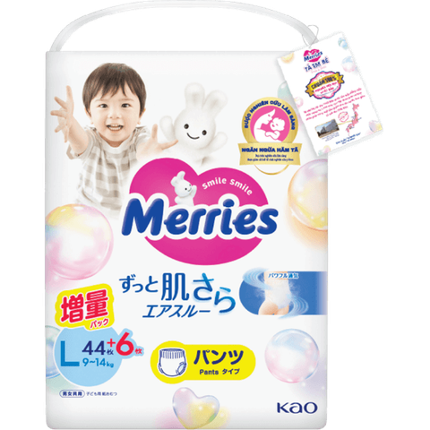 Tã quần Merries size L44+6 miếng (Dưới 9-14 kg)