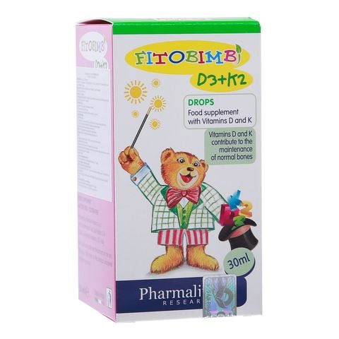 Fitobimbi D3 + K2 Delap bổ sung vitamin D3 và vitamin K2, hỗ trợ hấp thu canxi cho cơ thể (30ml)