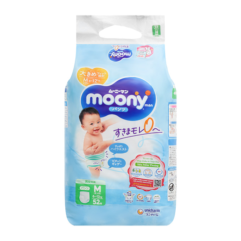 Tã quần Moony Blue size M 52 miếng (cho bé 6-12 kg)