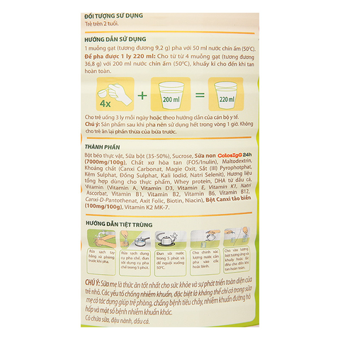 Sữa bột ColosBaby Gold D3K2 2+ (sữa non) 800g (từ 2 tuổi)