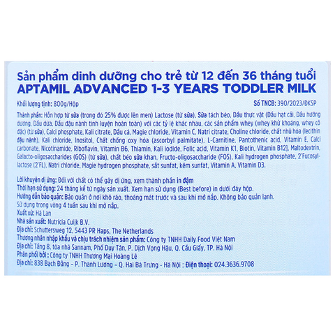 Sữa bột Aptamil Anh Advanced số 3 800g (1 - 3 tuổi)