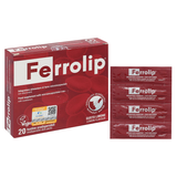 Ferrolip bổ sung sắt, hỗ trợ tạo hồng cầu hương chanh, 20 gói dạng bột (từ 12 tuổi)