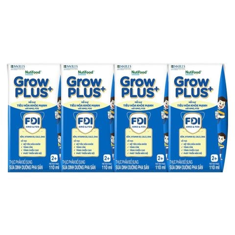 Sữa uống dinh dưỡng Nutifood GrowPlus+ Boosting Digestion cho bé từ 2Y (4*110ml)