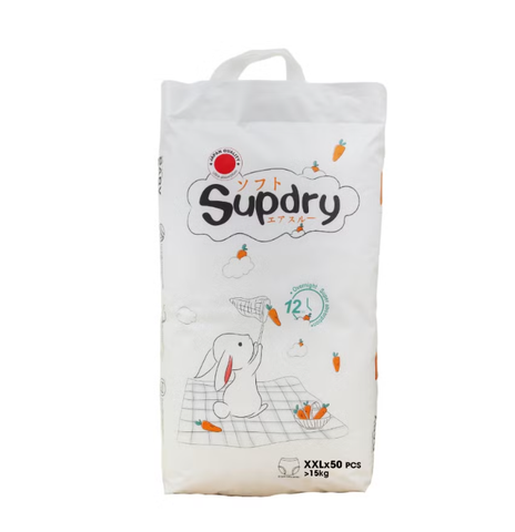 Tã quần Supdry trắng size XXL 50 miếng (cho bé trên 15kg)