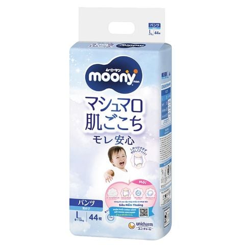 Tã quần cho bé trai Moony man size L 44 miếng (9 - 14 kg)