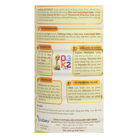 Sữa bột ColosBaby Gold D3K2 0+ (sữa non) 800g (0 - 12 tháng)