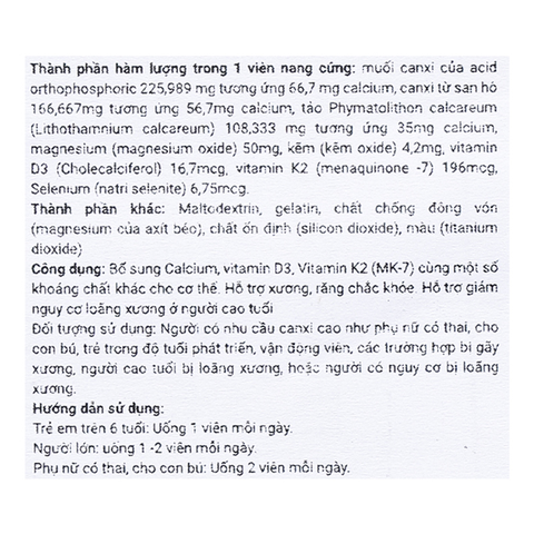 Viên uống bổ sung canxi Aplicaps Menacal (60 viên)