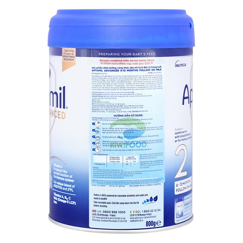 Sữa bột Aptamil Anh Advanced số 2 800g (6 - 12 tháng)