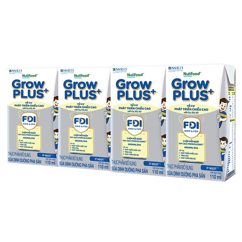 Thùng 24 hộp sữa pha sẵn Nutifood GrowPLUS+ bạc hương vani 110 ml (từ 1 tuổi)
