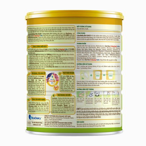 Sữa bột ColosBaby Bio Gold 2+ (sữa non) hương vani 800g (từ 2 tuổi)