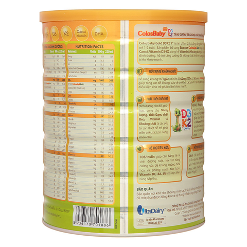Sữa bột ColosBaby Gold D3K2 1+ (sữa non) 800g (1 - 2 tuổi)