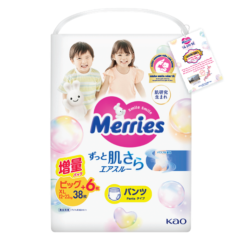 Tã quần Merries size XL38+6 miếng (cho bé 12-22kg)