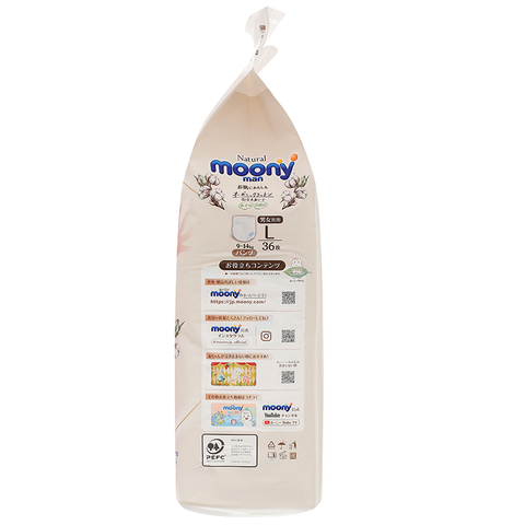 Tã quần Moony Natural size L 36 miếng (9 - 14 kg)