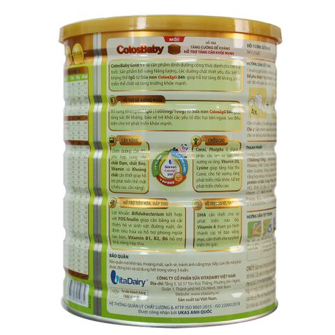 Sữa bột ColosBaby Gold 1+ vị thanh nhạt 800G (1-2 tuổi)