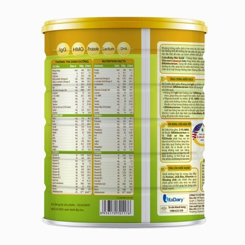 Sữa bột ColosBaby Bio Gold 2+ (sữa non) hương vani 800g (từ 2 tuổi)