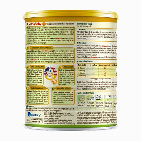 Sữa bột ColosBaby Gold 0+ (sữa non) hương vani 800g (0 - 12 tháng)
