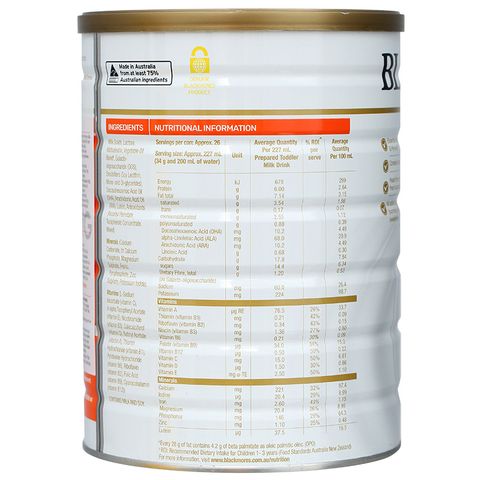 Sữa bột Blackmores Toddler Milk Drink số 3 hương vani 900g (từ 1 tuổi)