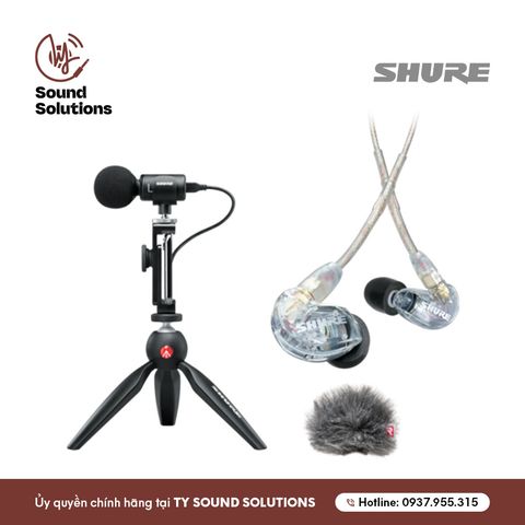  BỘ COMBO CHÍNH HÃNG - MICRO SHURE MV88+ KÈM TAI NGHE SHURE SE215 VÀ CHÂN TRIPOD 