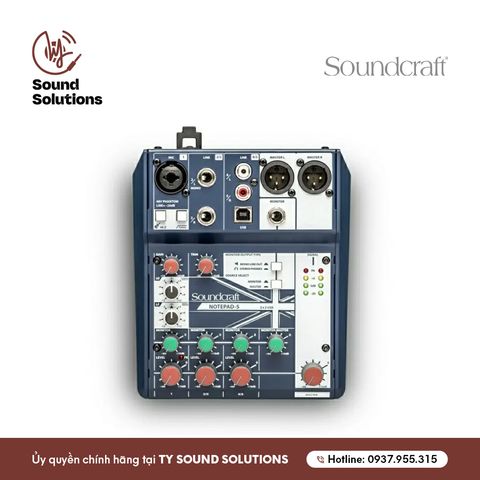  BÀN MIXER ANALOG CHÍNH HÃNG - SOUNDCRAFT NOTEPAD-5 