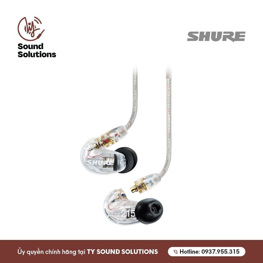 TAI NGHE INEAR CHÍNH HÃNG CÓ DÂY - SHURE SE215 PRO MÀU CLEAR