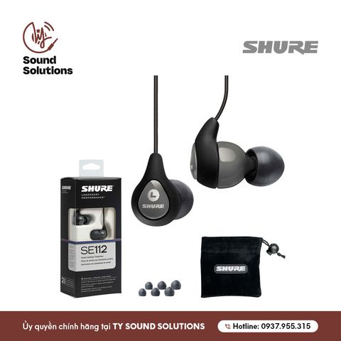  TAI NGHE INEAR CHÍNH HÃNG CÓ DÂY - SHURE SE112 MÀU XÁM 