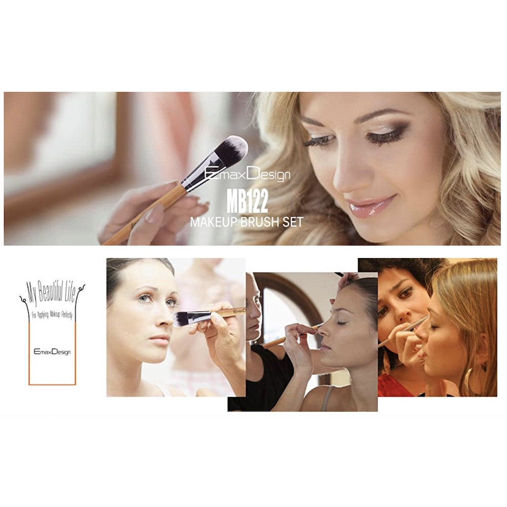 BROCHAS DE MAQUILLAJE PROFESIONALES BAMBÚ - Set de 12 Piezas EmaxDesign - BROCHAS DE MAQUILLAJE 12UNI BAMBU