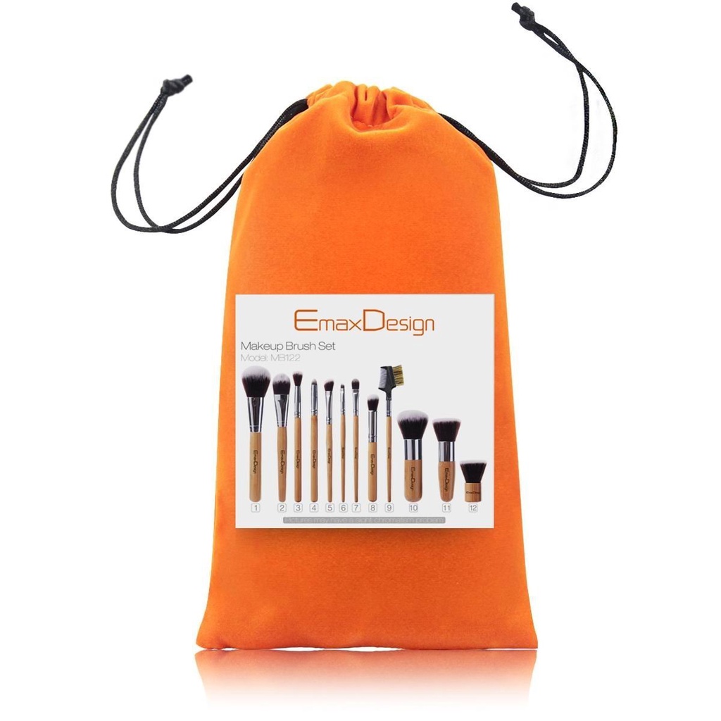 BROCHAS DE MAQUILLAJE PROFESIONALES BAMBÚ - Set de 12 Piezas EmaxDesign - BROCHAS DE MAQUILLAJE 12UNI BAMBU