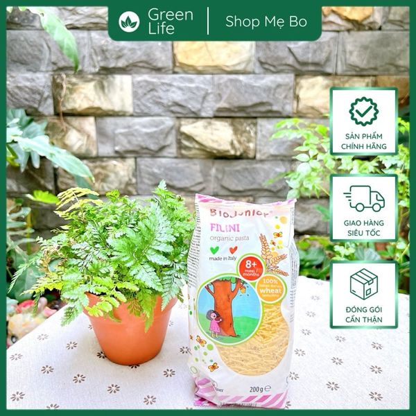 Mì nui ăn dặm hữu cơ cho bé hình chữ cái Bio Junior 200g (Từ 8 tháng tuổi)