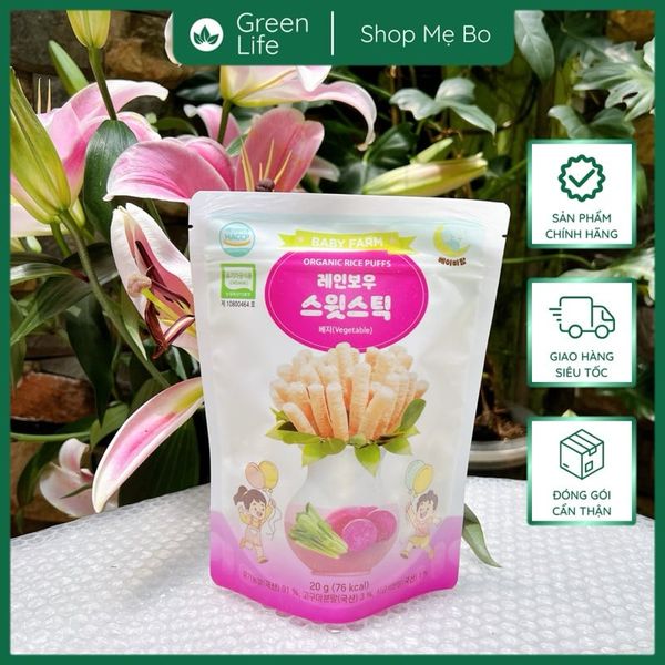 Bánh gạo Organic Farm to family Hàn dạng que 20g (6m+