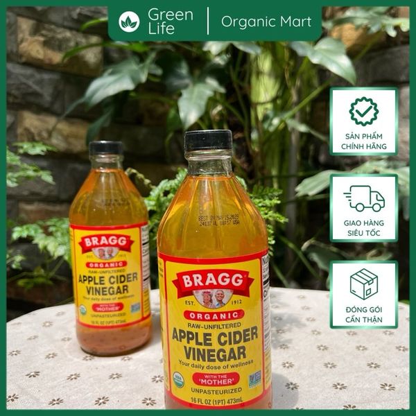 GIẤM TÁO HỮU CƠ BRAGG 475 ML ,946 ML
