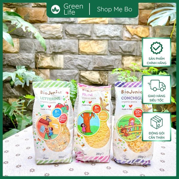 Mì nui ăn dặm hữu cơ cho bé hình chữ cái Bio Junior 200g (Từ 8 tháng tuổi)