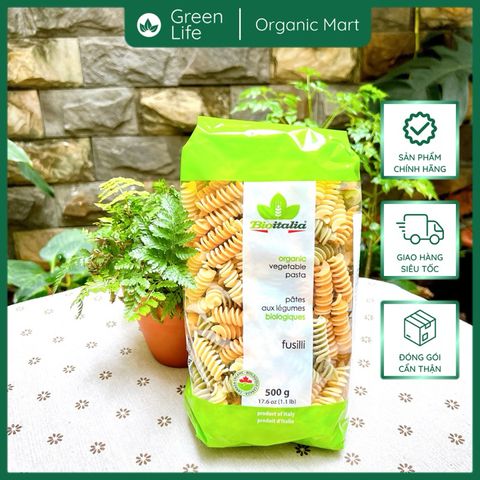 Nui xoắn rau củ hữu cơ bioitalia 500g