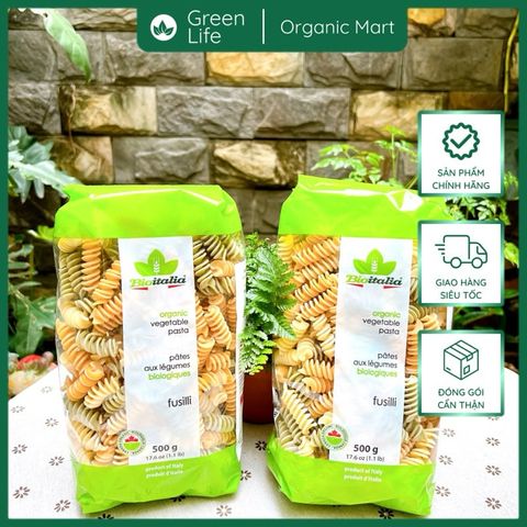 Nui xoắn rau củ hữu cơ bioitalia 500g