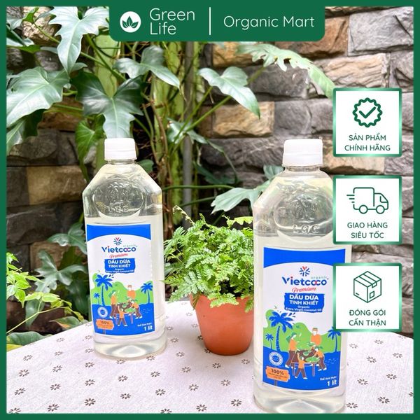Dầu dừa hữu cơ ép lạnh VietCoCo chai 1 lít