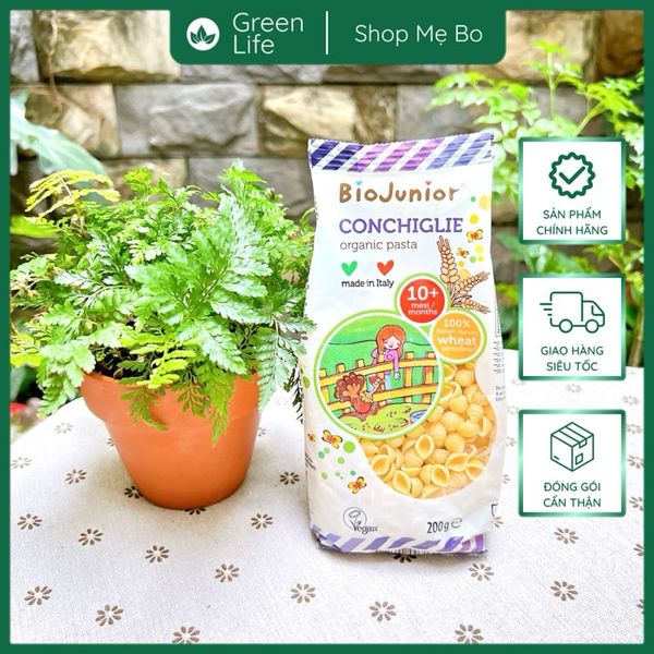 Mì nui ăn dặm hữu cơ cho bé hình chữ cái Bio Junior 200g (Từ 8 tháng tuổi)