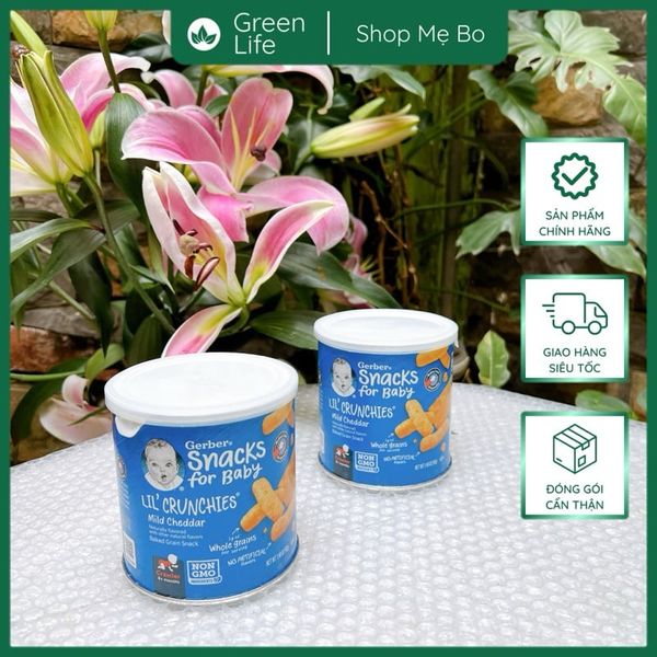 Bánh ăn dặm que Gerber lùn nhiều vị 8M+