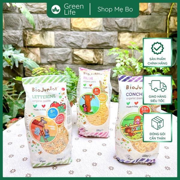 Mì nui ăn dặm hữu cơ cho bé hình chữ cái Bio Junior 200g (Từ 8 tháng tuổi)