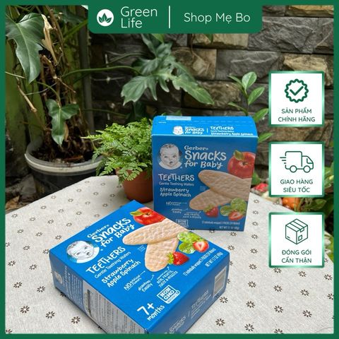 BÁNH GẠO GERBER VỊ DÂU, TÁO, CẢI BÓ XÔI 6 HỘP X 48G