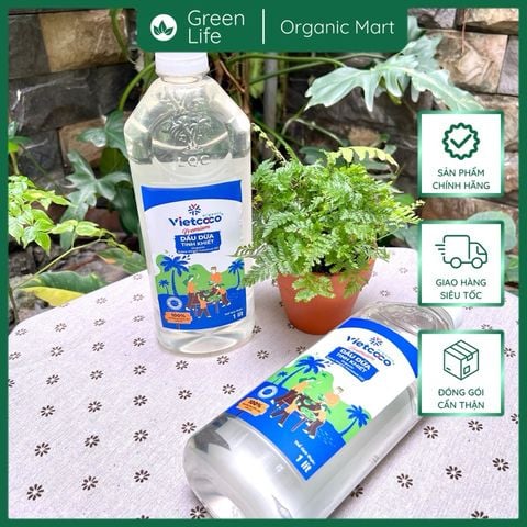 Dầu dừa hữu cơ ép lạnh VietCoCo chai 1 lít
