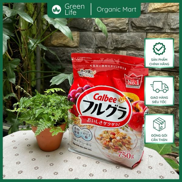 Ngũ cốc CALBEE gói 750g - Đỏ: Trái cây hỗn hợp