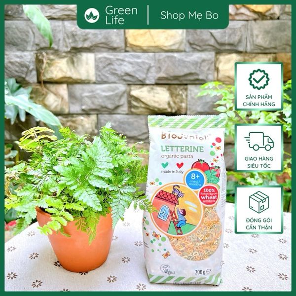 Mì nui ăn dặm hữu cơ cho bé hình chữ cái Bio Junior 200g (Từ 8 tháng tuổi)