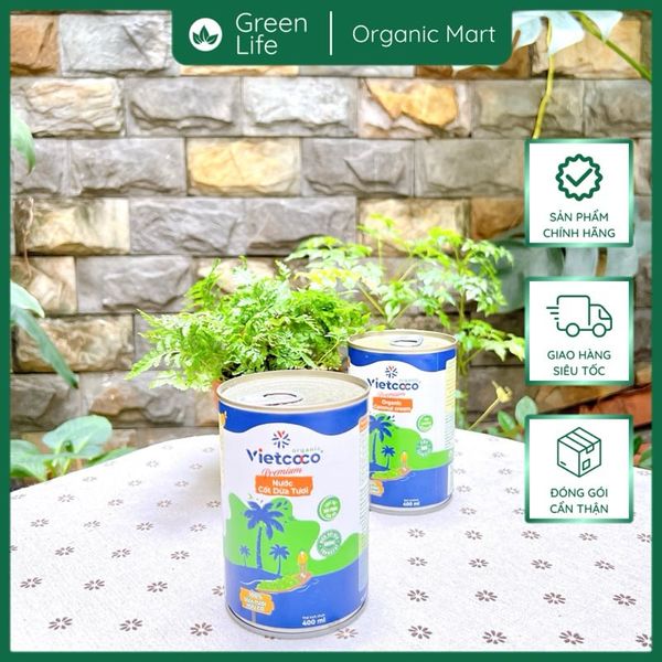 Nước cốt dừa organic Vietcoco lon 400ml