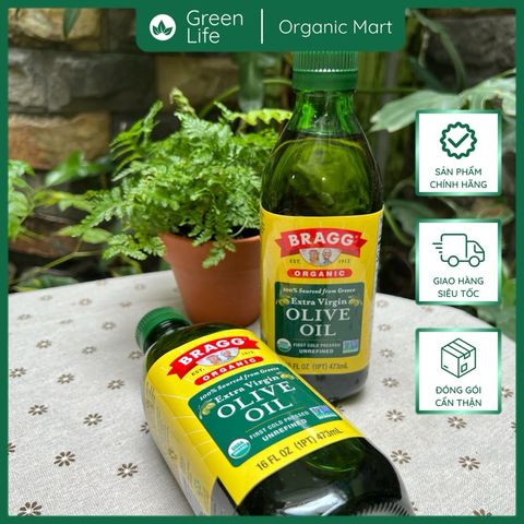 Dầu oliu hữu cơ ép lạnh Bragg 473ml