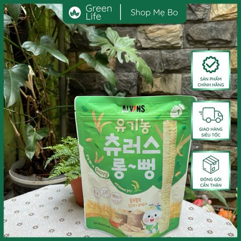 Bánh gạo ăn dặm hữu cơ cho bé dạng thanh Alvins 30g