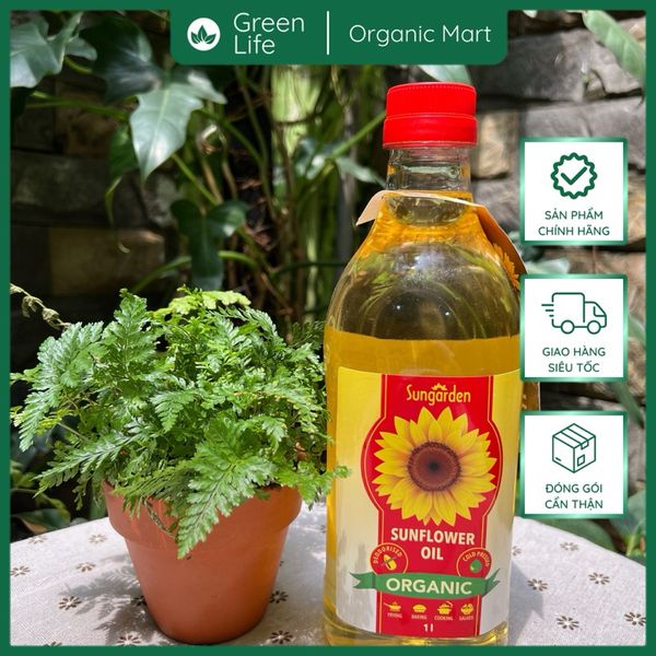 Dầu ăn hướng dương ép lạnh hữu cơ Sungarden 1L