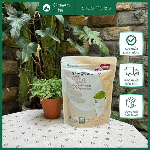 Bánh gạo hữu cơ dạng dẹt Ddoddomam Hàn Quốc -20g